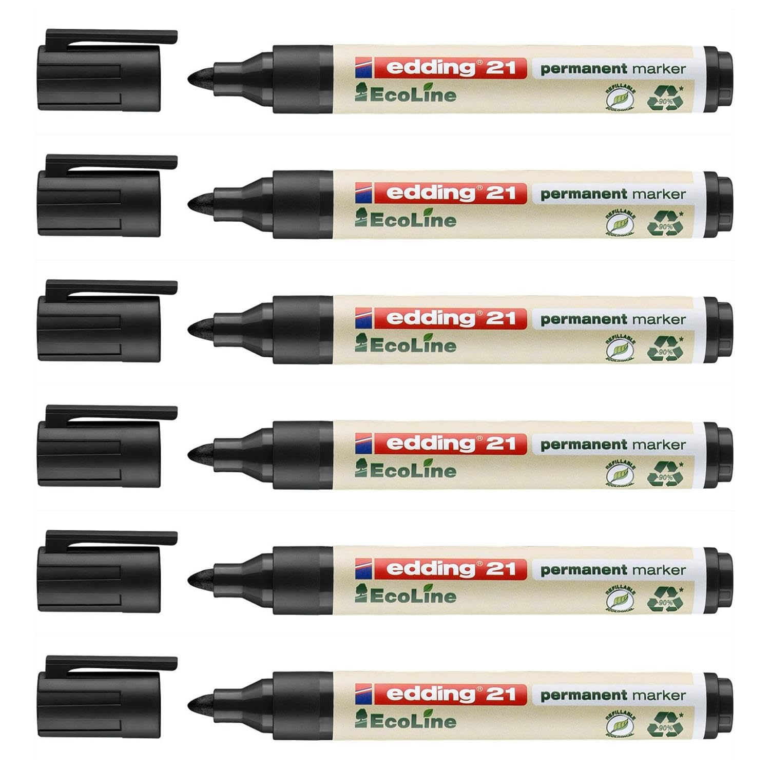 Edding Ecoline Permanent Markers 21 Pack of 6 Black 1.5-3 mm
