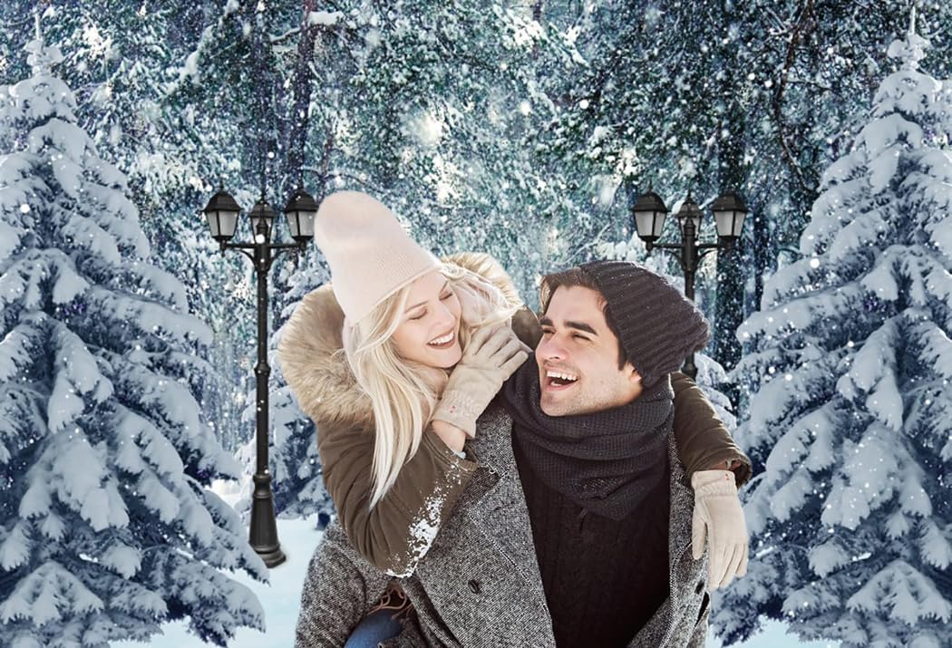 8x6ft Winter Scene Backdrop Christmas Winter Forest Scenery Background for Photography White Snowfield Landscape Photo Backdrop Xmas Party Decorations Photo Booth Props