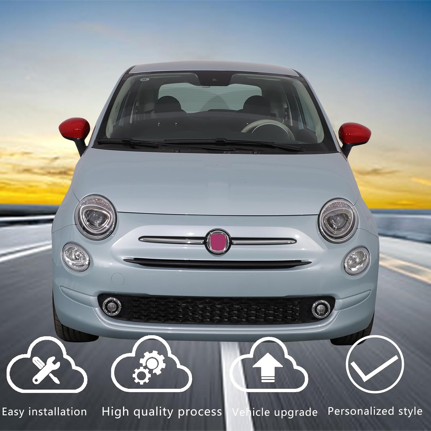 Car Door Rear View Mirror Cover Trim Compatible with Fiat 500 2011-2024，ABS Outside Side Rearview Mirror Cover decoration Replace Exterior Accessories (Sports red)