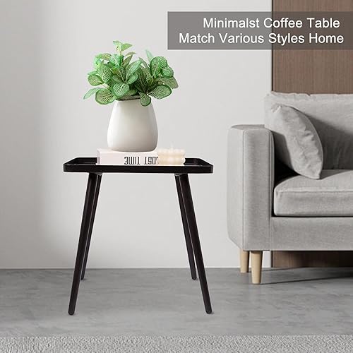 Miniatura 4 de FOOHCXX Mesa auxiliarauxiliar negra, mesa auxiliar pequeña, mesa decorativa para sala de estar, dormitorio, balcón, oficina, mesa auxiliar moderna,