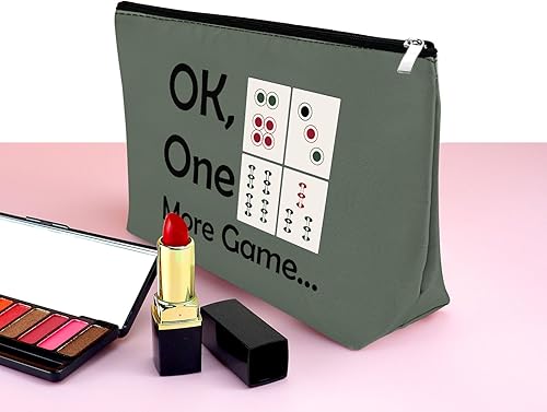 Miniatura 3 de Mxrymvu Mahjong - Bolsa de maquillaje para niñas, regalo para amantes de Mahjong, bolsa de cosméticos, regalos de jubilación para ella, Gris