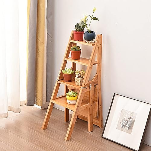 Miniatura 6 de Taburetes plegables, taburetes de paso, escalera de escalón, silla plegable convertible de la biblioteca, estante, escalón de 4 pasos, silla