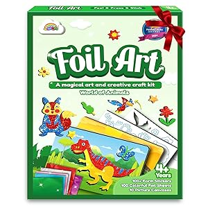 ZMLM Foil Art Kit for Kids - Arts Crafts Fun Mess Free Activity, Gifts for Ages 4 5 6 7 8 9 Girls Boys, Crafts for Kids Creative Birthday Easter Valentines Gifts Toys (Dinosaur & Animal)