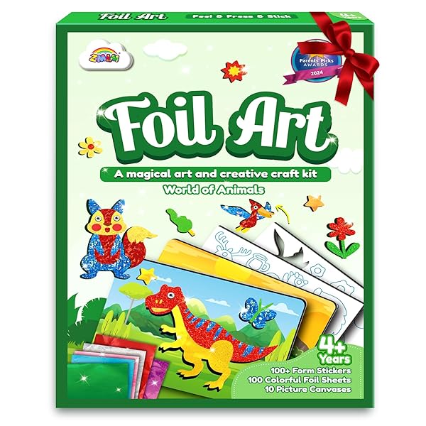 ZMLM Foil Art Kit for Kids - Arts Crafts Fun Mess Free Activity, Gifts for Ages 4 5 6 7 8 9 Girls Boys, Crafts for Kids Creative Birthday Easter Valentines Gifts Toys (Dinosaur & Animal)