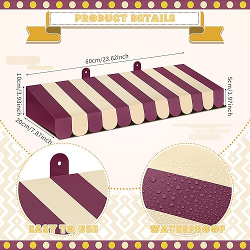 Miniatura 48 de Boao Paquete de 4 toldos de circo para decoración de toldo de cartón con rayas 3D, decoración de pared de carnaval, recuerdos de fiesta de circo