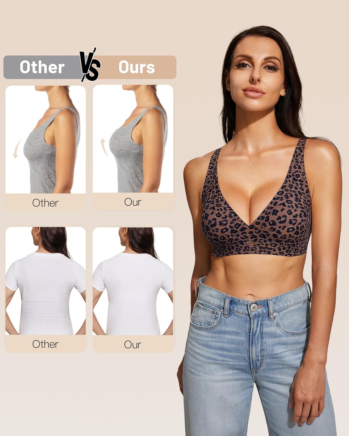 Women Deep V Bra Push Up Wireless Bralettes No Underwire Woman Seamless Bras Bralette Plunge Seamless Brassiere