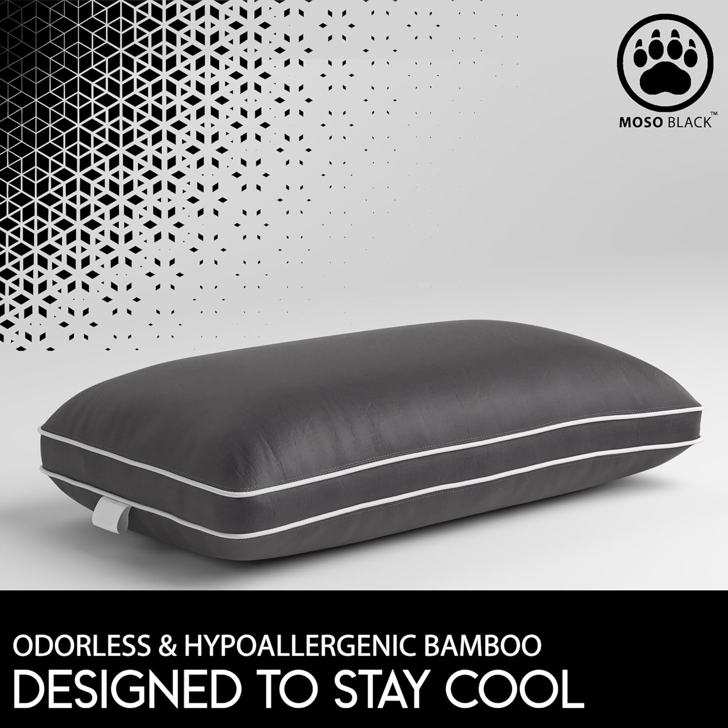 King Size Cooling Pillow - 100% Viscose Made from Bamboo Infused with Charcoal - Eco-Friendly Firm Bed Pillows for Back and Stomach Sleepers - Hypoallergenic Comfort for Spinal Alignment (Charcoal) - Image 5