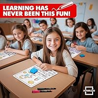 Vista 5 de Scribbledo Paquete de 10 pizarras blancas de doble cara de 9 x 12 pulgadas con forro de historias para niños, tablero de escritura para práctica