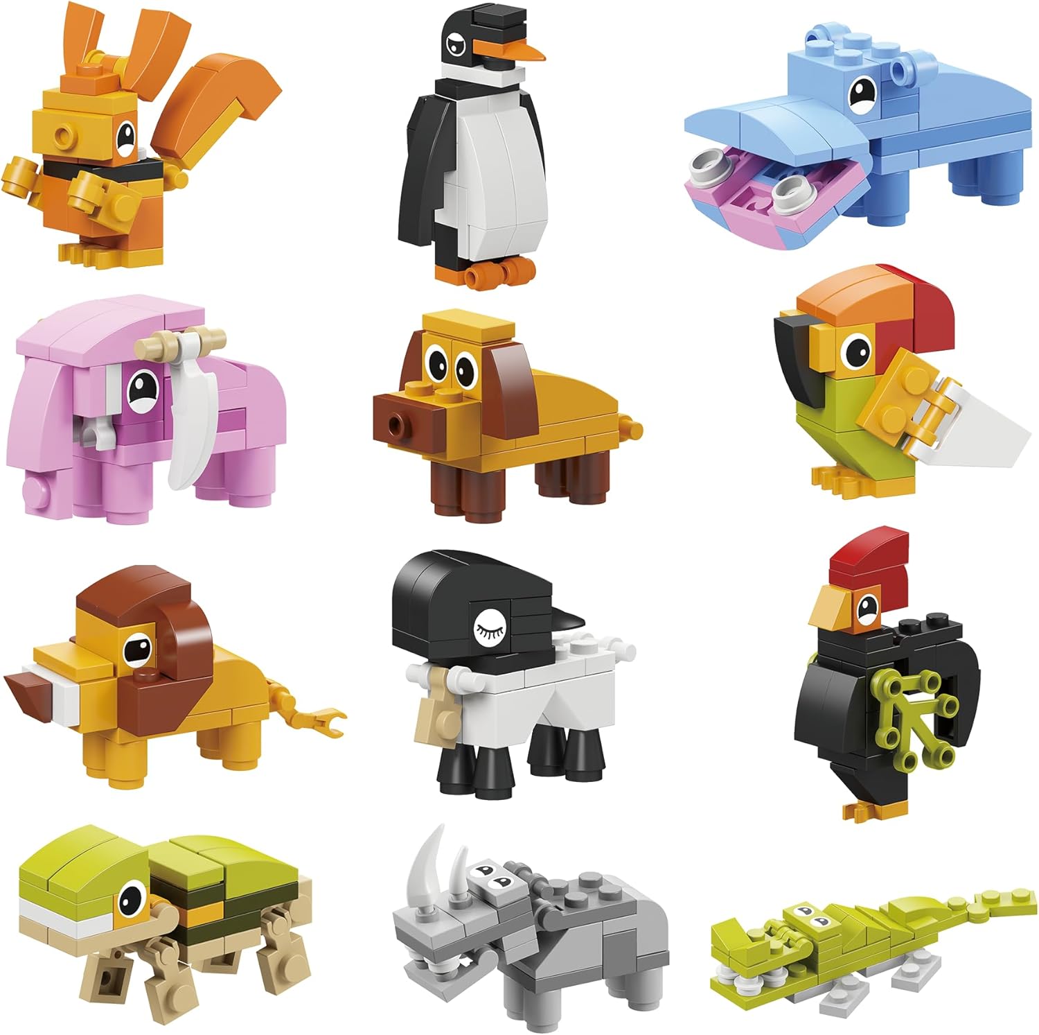 BRICHBROW Animals Building Blocks, Party Favors for Kids,Gifts Kids Prizes, Goodie Bag Fillers Carnival Prizes,Birthday (12 in 1 Animal)