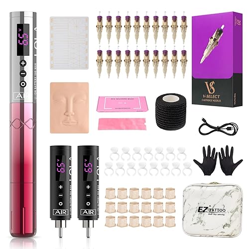 Miniatura 8 de EZ Tattoo Kit - Kit de máquina de tatuaje completo con máquina de tatuaje de maquillaje permanente con 3 piezas de energía de batería para