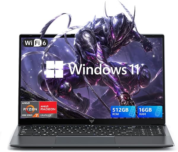 Portátil ligero para juegos, A&D Ryzen 7 5700U (hasta 4.3 GHz), 16 GB de