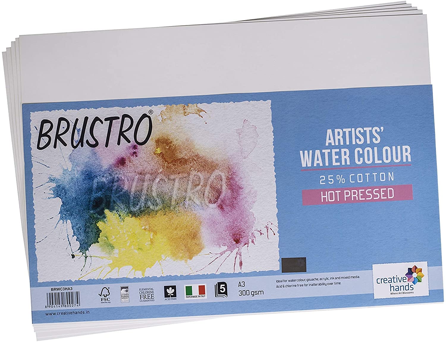 Brustro Artists Watercolour Paper, 300 GSM, A3-25% Cotton Hot Pressed, 5 Sheets (B094JVJYC6) Amazon Price History, Amazon Price Tracker