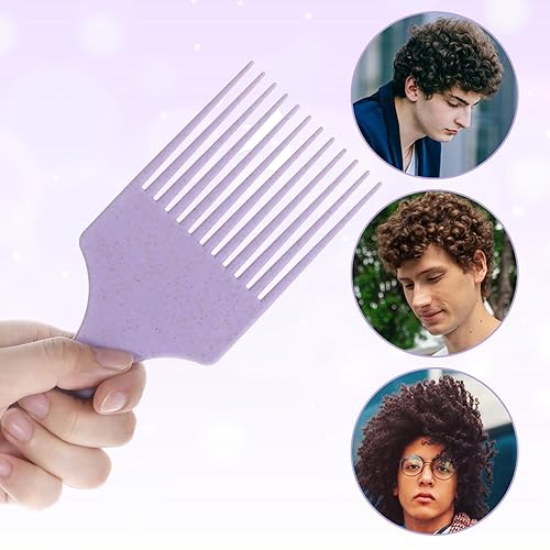 Miniatura 6 de Púas de pelo para mujer, 3 piezas, peine de plástico con dientes anchos afro para mujeres, herramientas de peinado rizado (color macarrón)