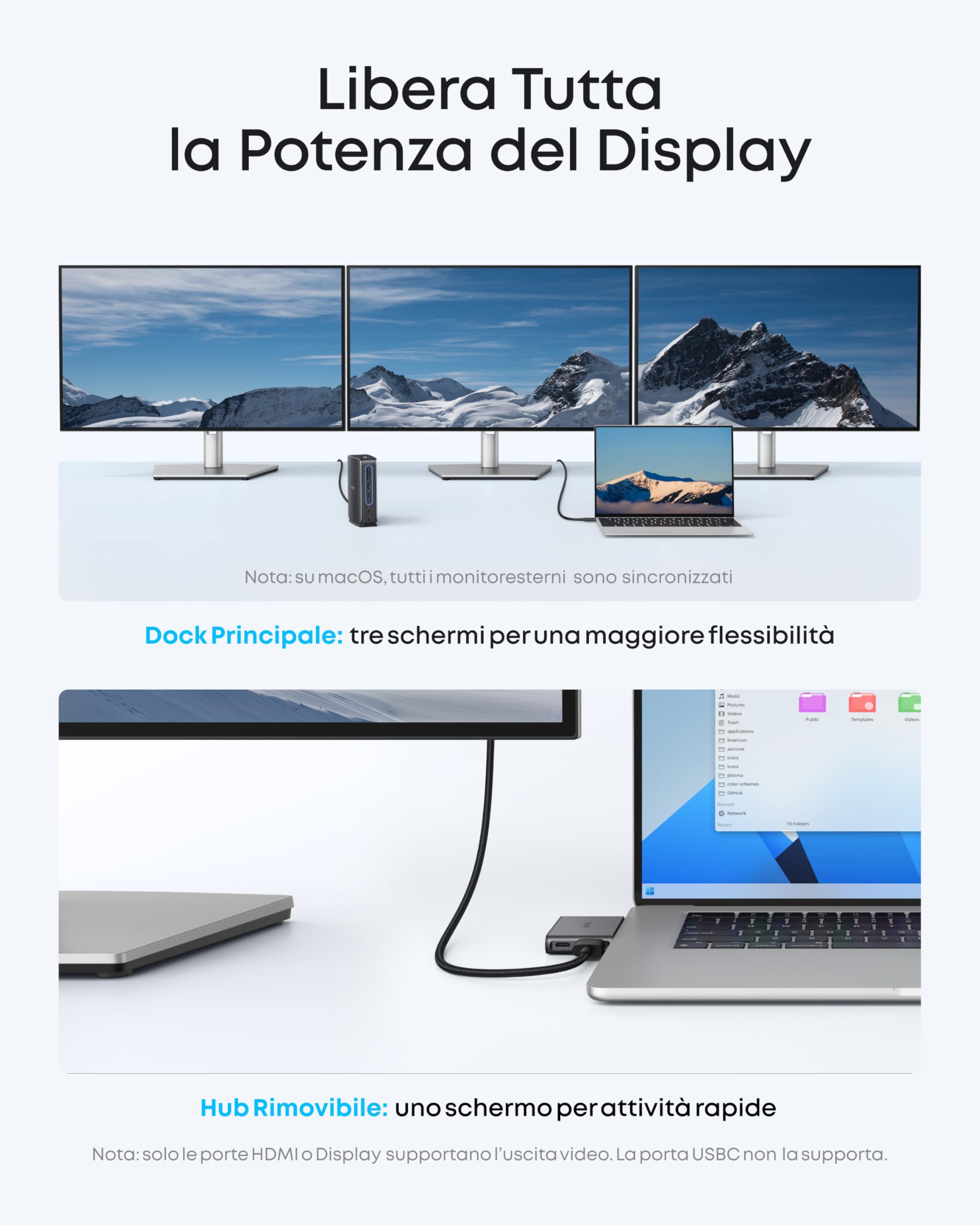 Anker Nano Docking Station 13 in 1 USB-C, Supporta 3 Display (2 HDMI+1 Display), Trasferimento Dati 10 Gbps, 3 USB-A, Audio, Slot SD/TF, Ethernet e Ricarica PD 100W, Compatibile con Principali Laptop