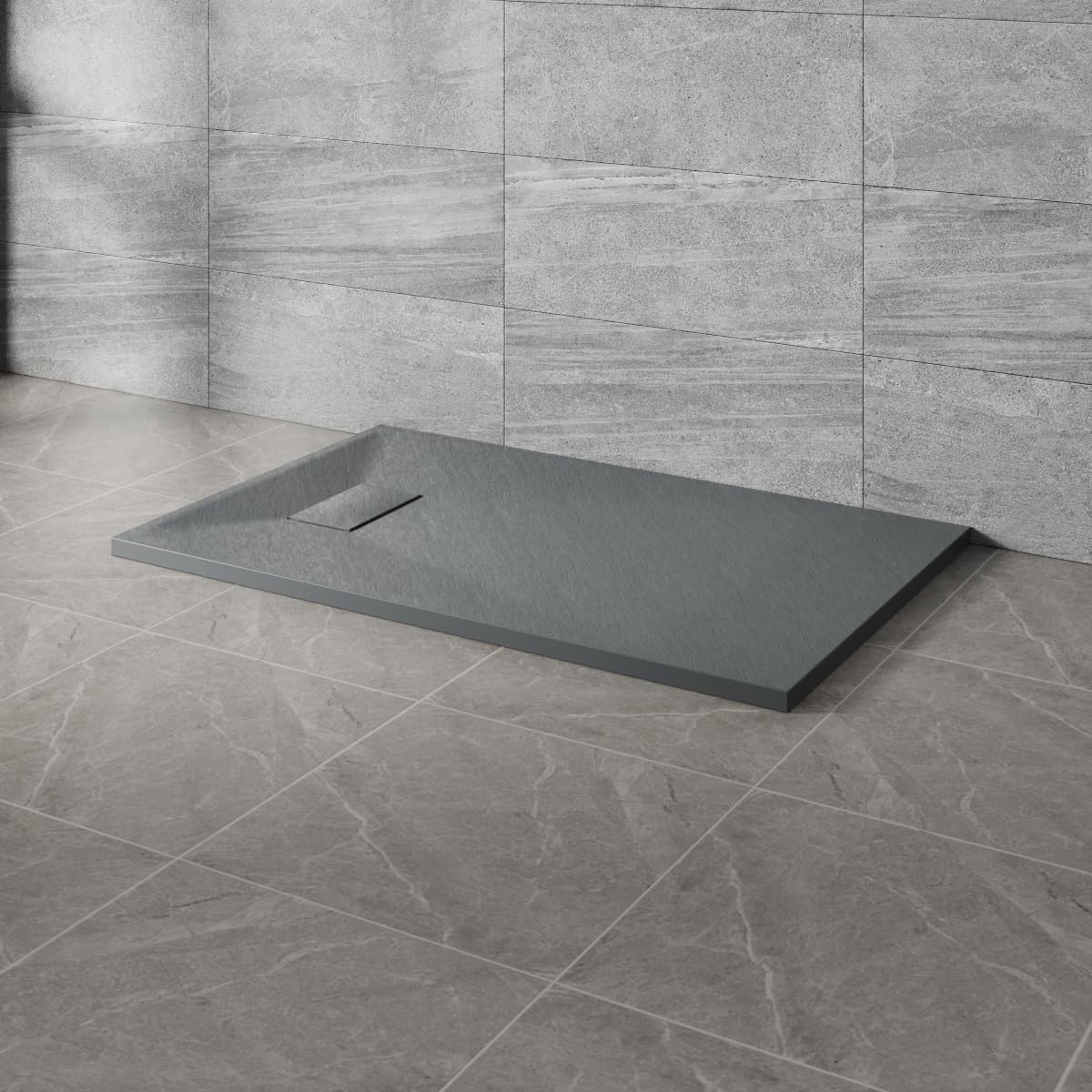 Nrg Anthracite 1300X700mm Smc Rectangle Shower Tray With Fast Flow Waste For Bathroom Enclosures