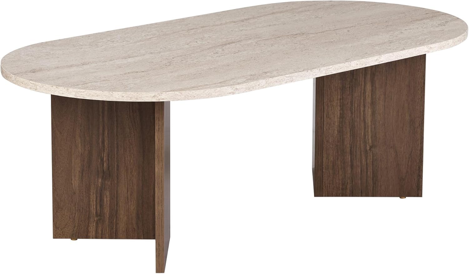 Modern Coffee Table, 119 cm x 40 cm x 60 cm, Travertine & Walnut Colours, 100% Melamine Coated Particle Board, 18 mm Thickness, Stylish & Functional Design for Contemporary Living Spaces