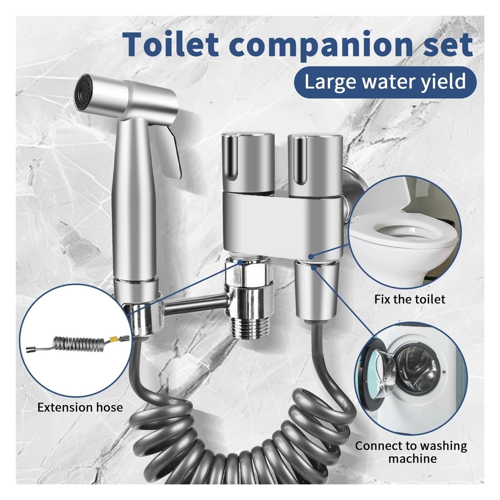 Juego de pulverizador de bidé de mano for inodoro, pistola pulverizadora de acero inoxidable for baño, ducha, limpieza, accesorios de higiene personal(Sliver)