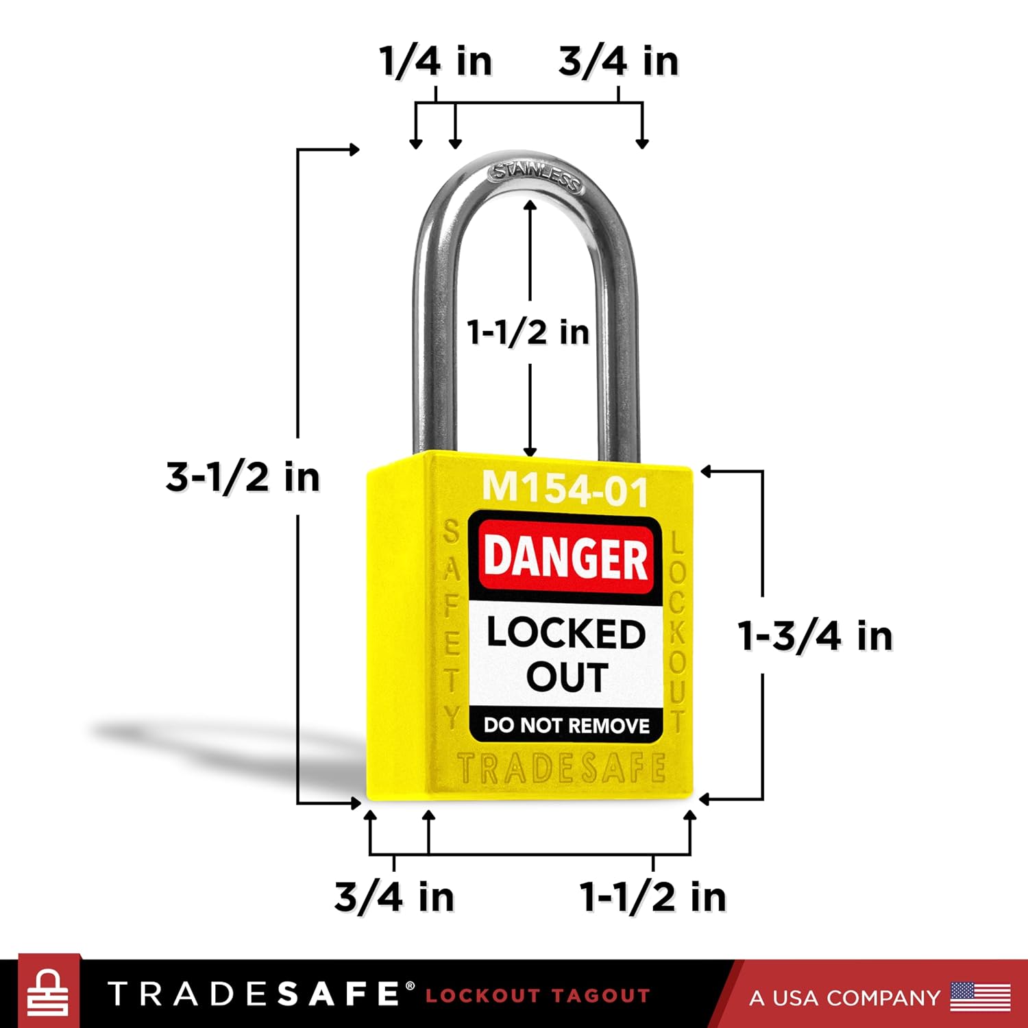 TRADESAFE Lockout Tagout Locks Set with Master Keys - 10 Yellow Loto Locks Keyed Different, OSHA Compliant Lock Out Tag Out Padlocks for Lockout Tagout Kit, 2 Keys Per Lock