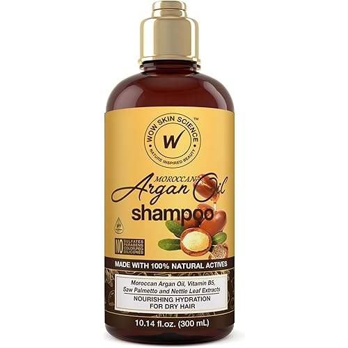 WOW Skin Science Moroccan Argan Oil Shampoo - Sulfate Free Moisturizing Shampoo for Dry, Damaged Hair - For Women & Men