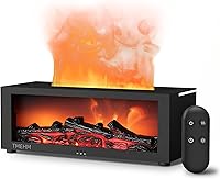 TMEHM Fireplace Flame Humidifier Diffuser - 7 Color Ultrasonic Aromatherapy Essential Oil Diffuser with Timer, Quiet for Bedroom Office Yoga (Black)