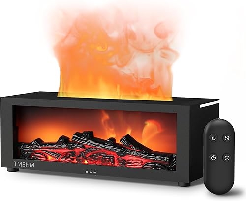 Humidificador difusor de aire con llama de chimenea, difusor de aceite esencial de aromaterapia de 7 colores, humidificador ultrasónico de aroma con