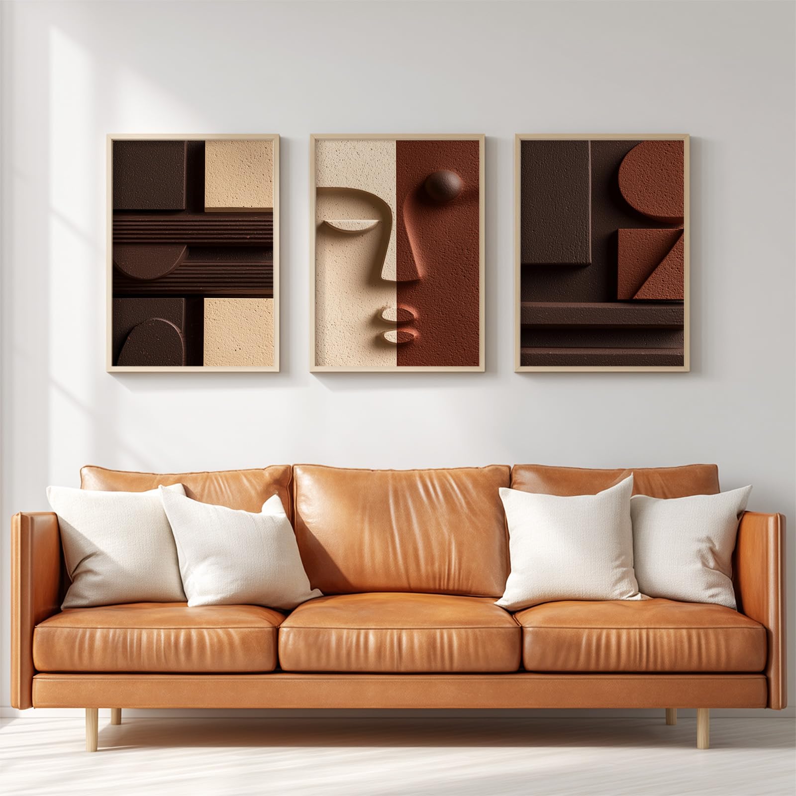 Générique 3 szt. Obraz ścienny - Błyszczący wzór i druk HD - Minimalistyczny relief twarzy kamienista tekstura obraz na płótnie do salonu sypialni - 40 x 50 cm