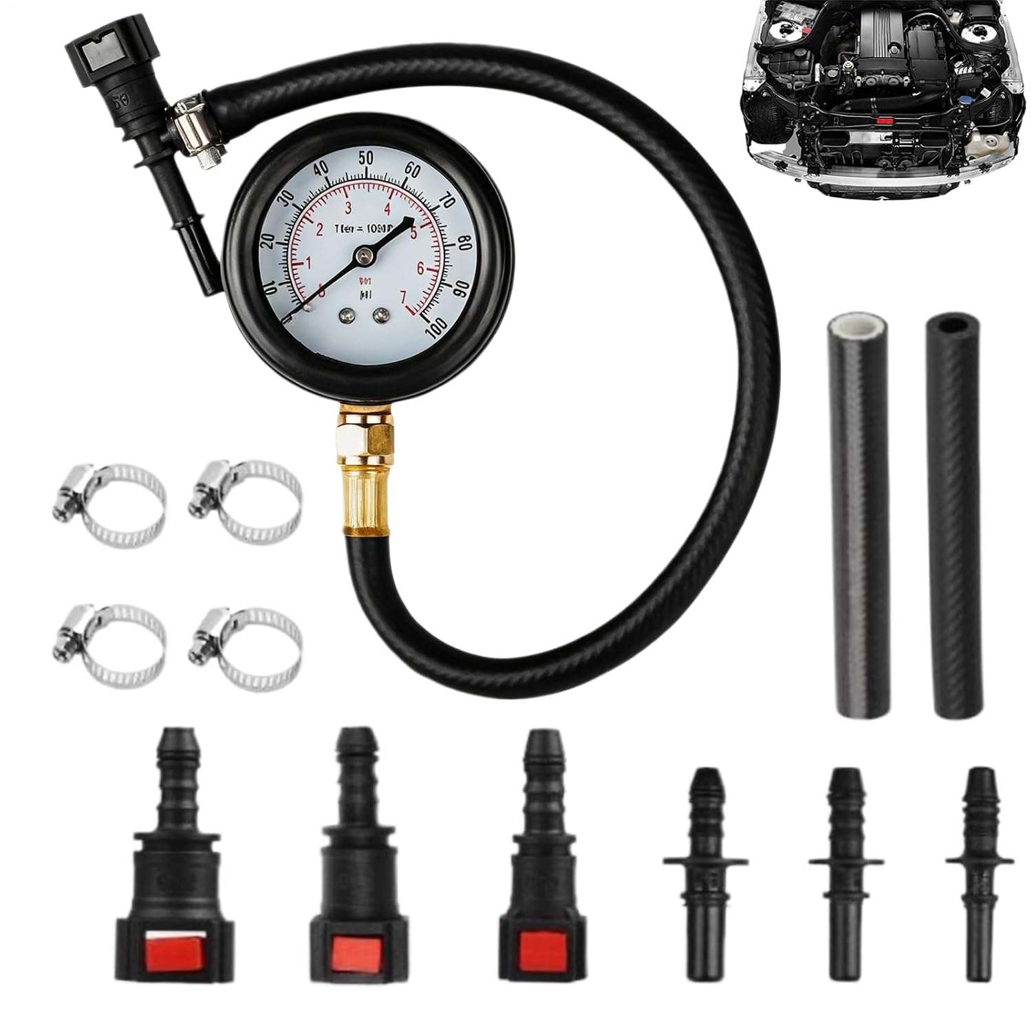Compression Tester - Universal Heavy Duty, Precise Complete Multiple Adapters with Accurate Measurement, Oil Pressure Diagnostic Tool for Car Truck Motorcycle, Vehicle Engine Maintenance Garage