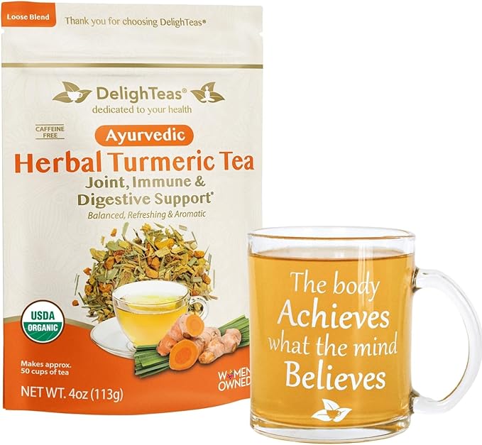DelighTeas Organic Turmeric Ginger Tea with Inspirational