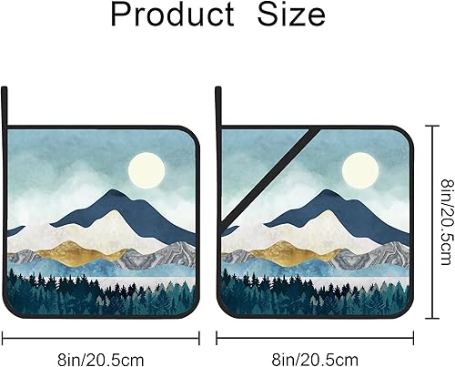 Miniatura 2 de Mountains Nature Scenery - Juego de 2 soportes para ollas de cocina resistentes al calor para microondas, horno, horno, platos finales y barbacoa