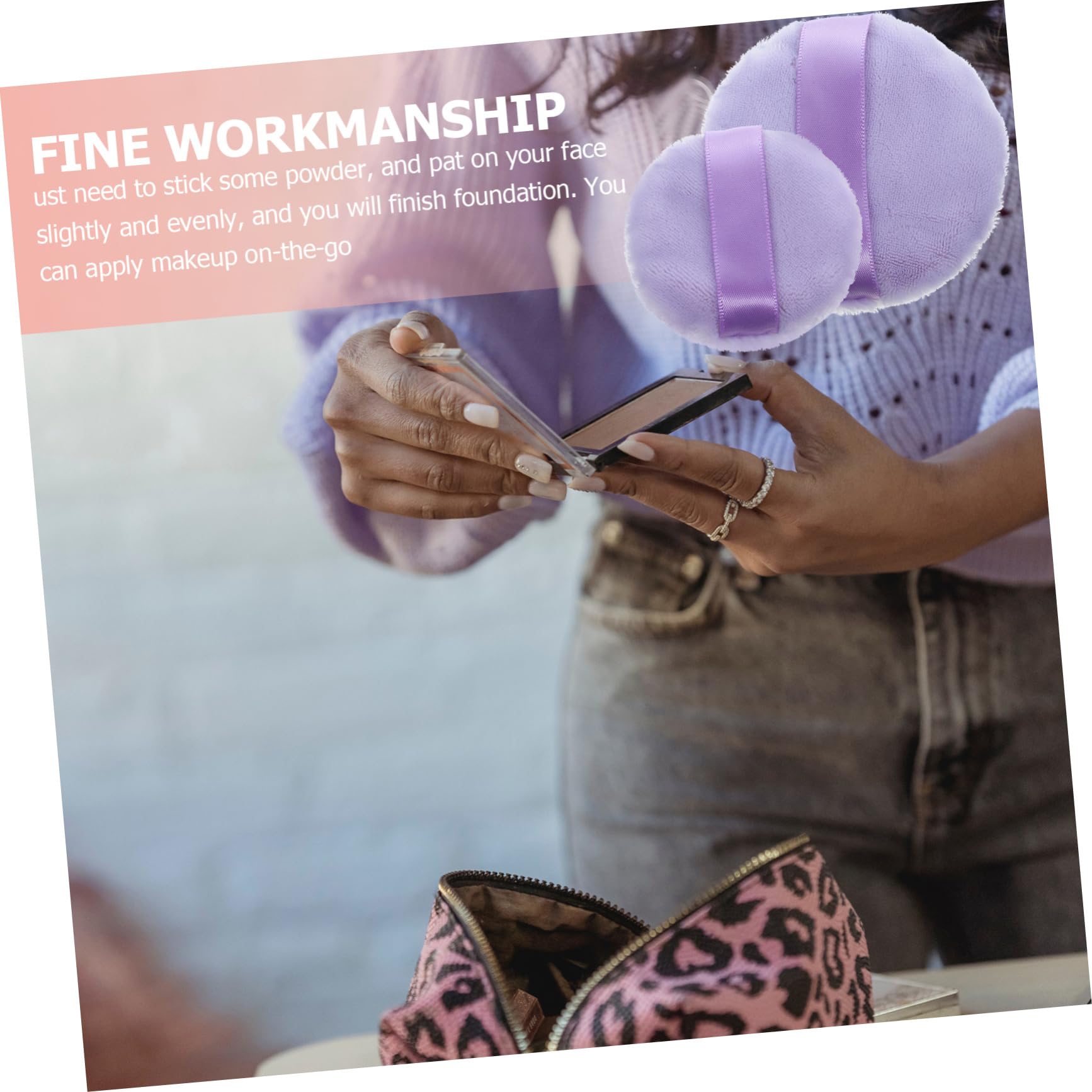 SOESFOUFU Velvet Puff Makeup Powder for Women Double-sided Small Round for Foundation Blush and Setting Powder 2 Pack