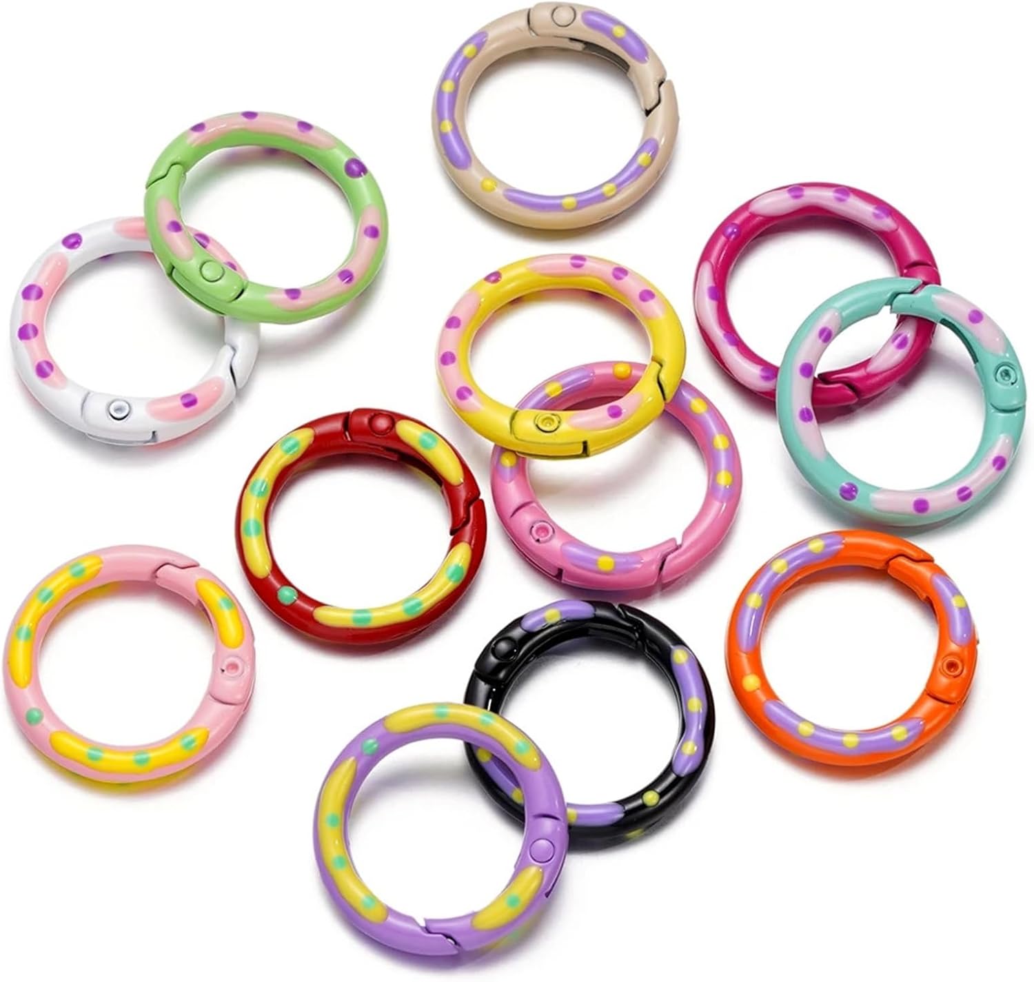 Spring O Rings 30pcs Openable Spring Buckle Snap Hook Clips Connect for Keychain Buckle, Purse, DIY Crafts(Pink)