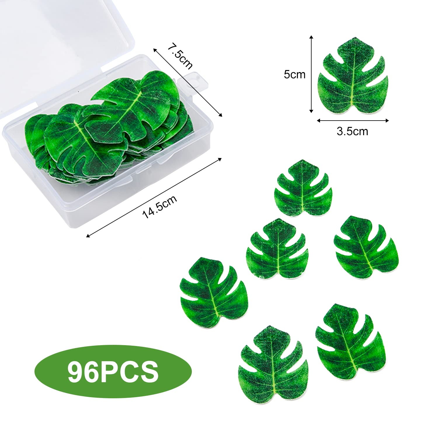 Lot de 16 décorations de gâteau en forme de feuilles tropicales à paillettes pour gâteau de mariage - Feuilles de palmier - Décoration de fête d'anniversaire sur le thème de la jungle