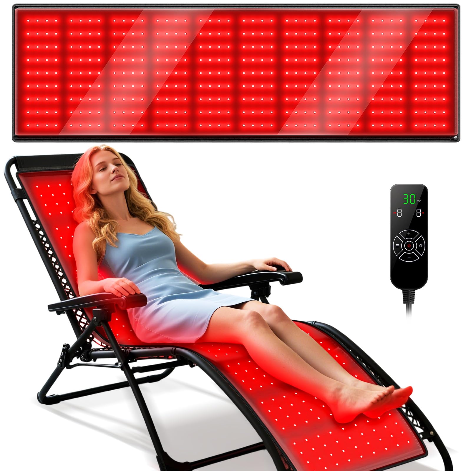 Photo 1 of ***MISSING REMOTE & CORD NOT INCLUDED*** Red Light Therapy Mat with Lounge Chair, Infrared Light Therapy 660nm 850nm Full Body Blanket + Folding Reclining, 90°~170° Red Light Folding Chair, for Pain Relief, Outside, Nap. Support 440 LBS