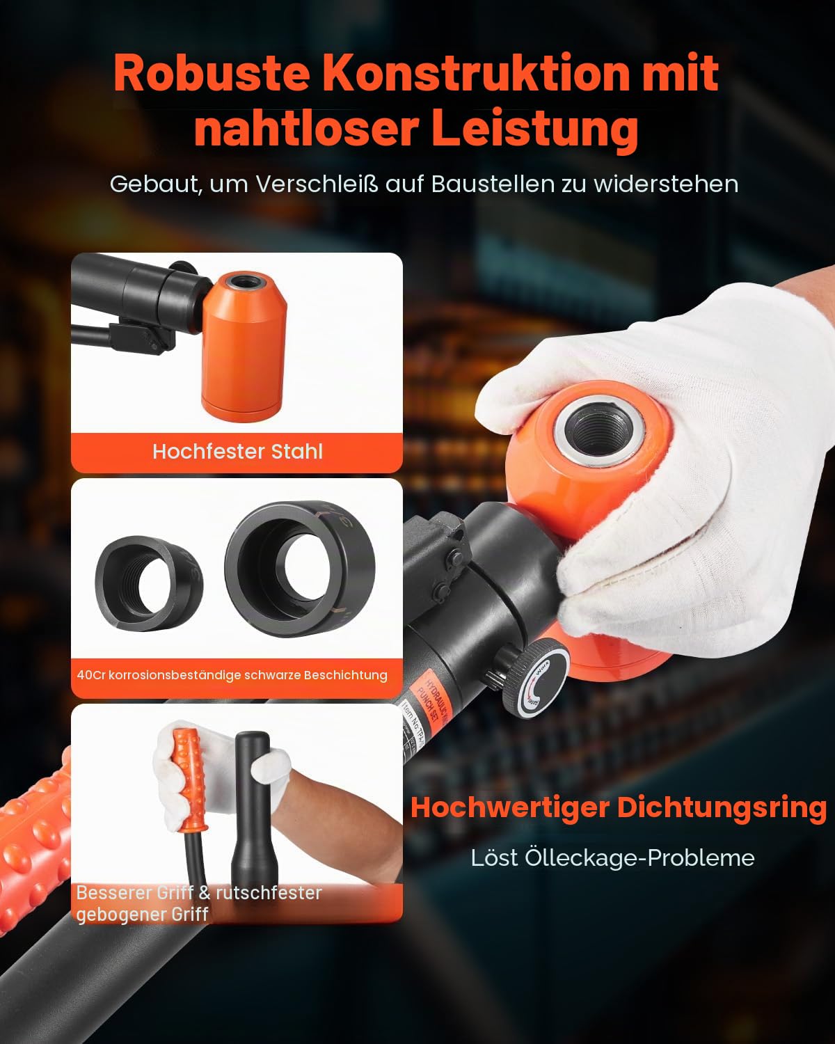 VEVOR Ausbrechstanzen-Set, 10 t hydraulisches Ausbrechset, 22,5 bis 61,5 mm KO-Werkzeugsatz, Lochherstellungswerkzeug, KO-Werkzeugsatz mit 6 Matrizen für Metallschaltschränke, Schaltschränke