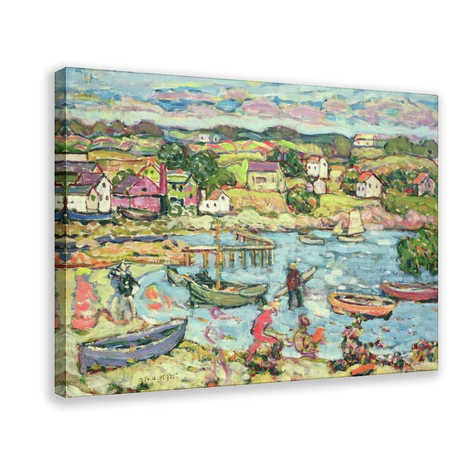 DFJyjFGJJ Maurice Brazil Prendergast,Landscape with Rowboats Canvas Poster Bedroom Sports Landscape Office Room Decor Gift 16" L X 24" W