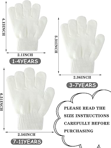Miniatura 3 de Boao 6 pares de guantes para niños, dedos completos, guantes de punto para niños pequeños, guantes cálidos de invierno para niños y niñas