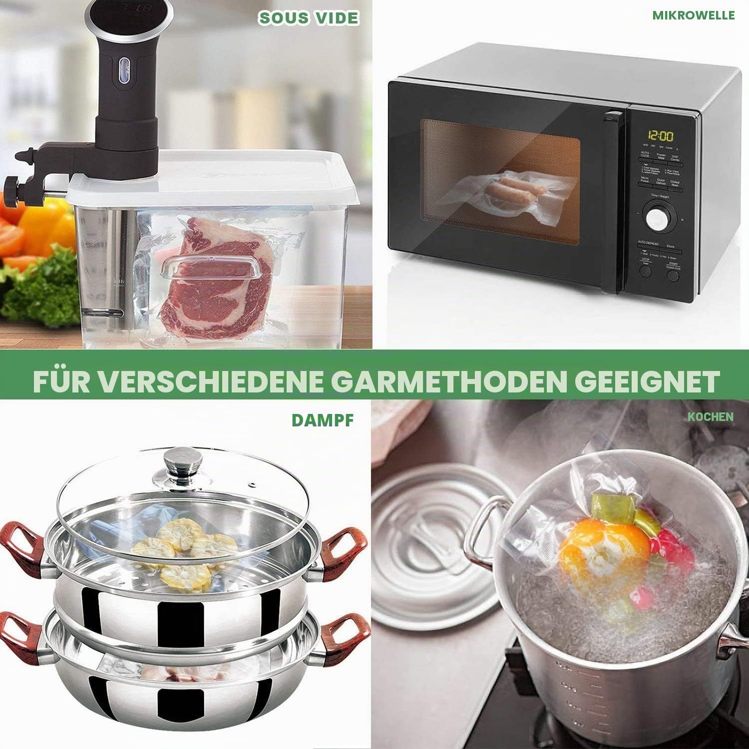 Vakuumversiegelungsbeutel 10 x 15cm/4 x 6 Zoll 100 Stück Lebensmittel Vakuumversiegelungsbeutel Geruchsschutzbeutel, Heavy Duty, Pannenschutz, kochfest, einfrierbar, BPA frei