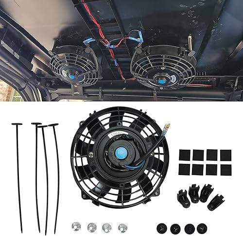 Vista 8 de 7 "pulgadas universal delgado ventilador push pull radiador eléctrico refrigeración 12V kit de montaje negro