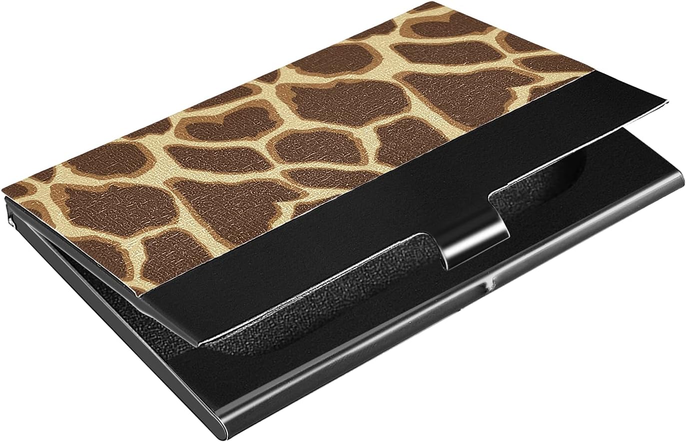 299円 海外限定 名刺入れ メンズ 男の子 携帯用 名刺ケース おしゃれ 人気 薄型 ジラフ キリン ブラウン ステンレス 大容量