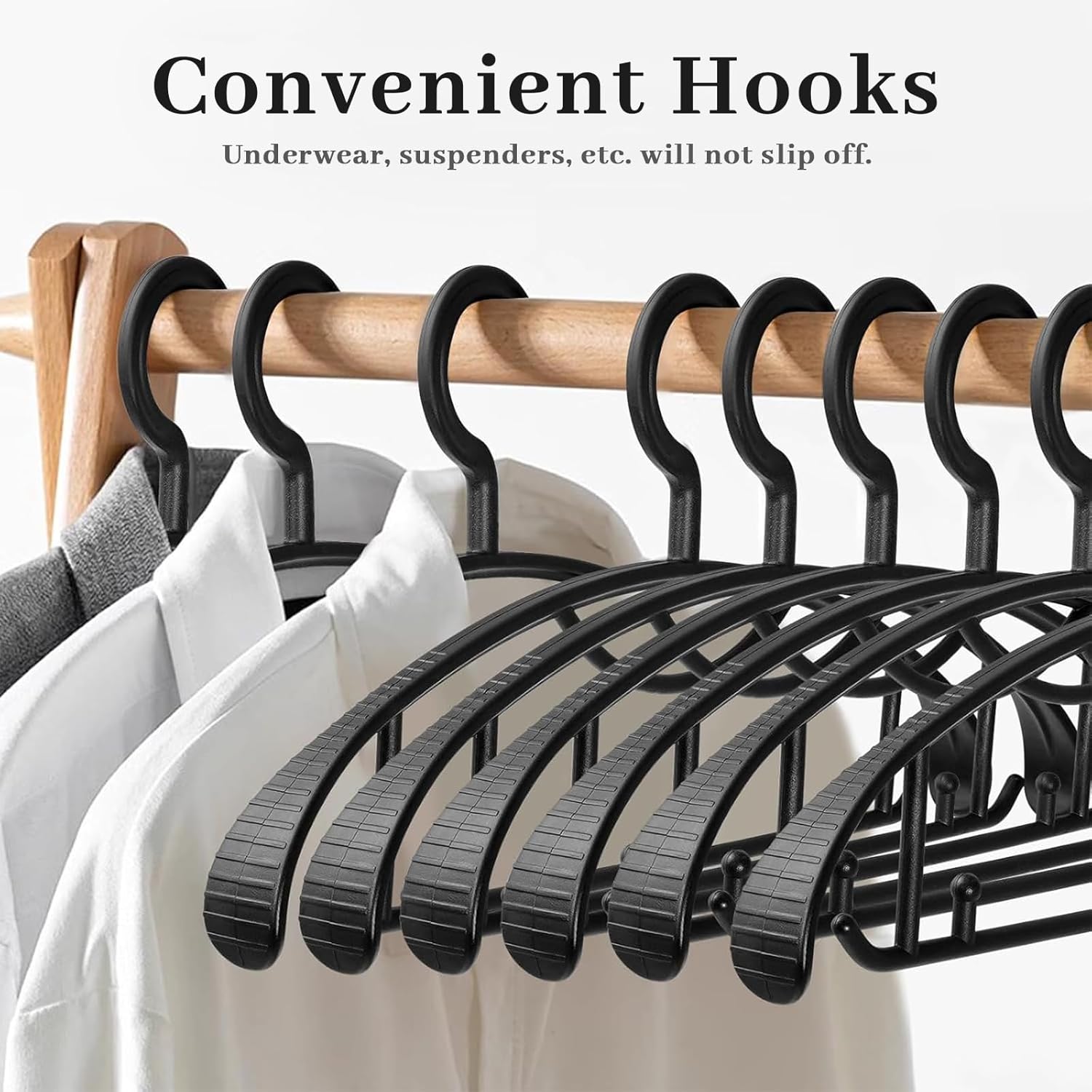 Extra Wide Shoulder Sweater Hangers 10 Pack, Width 2.8cm Thick Plastic Suit Hanger for Men Women, Curved Clothes Hangers no Shoulder Bump Ideal for Bedroom Everyday Use (Black)