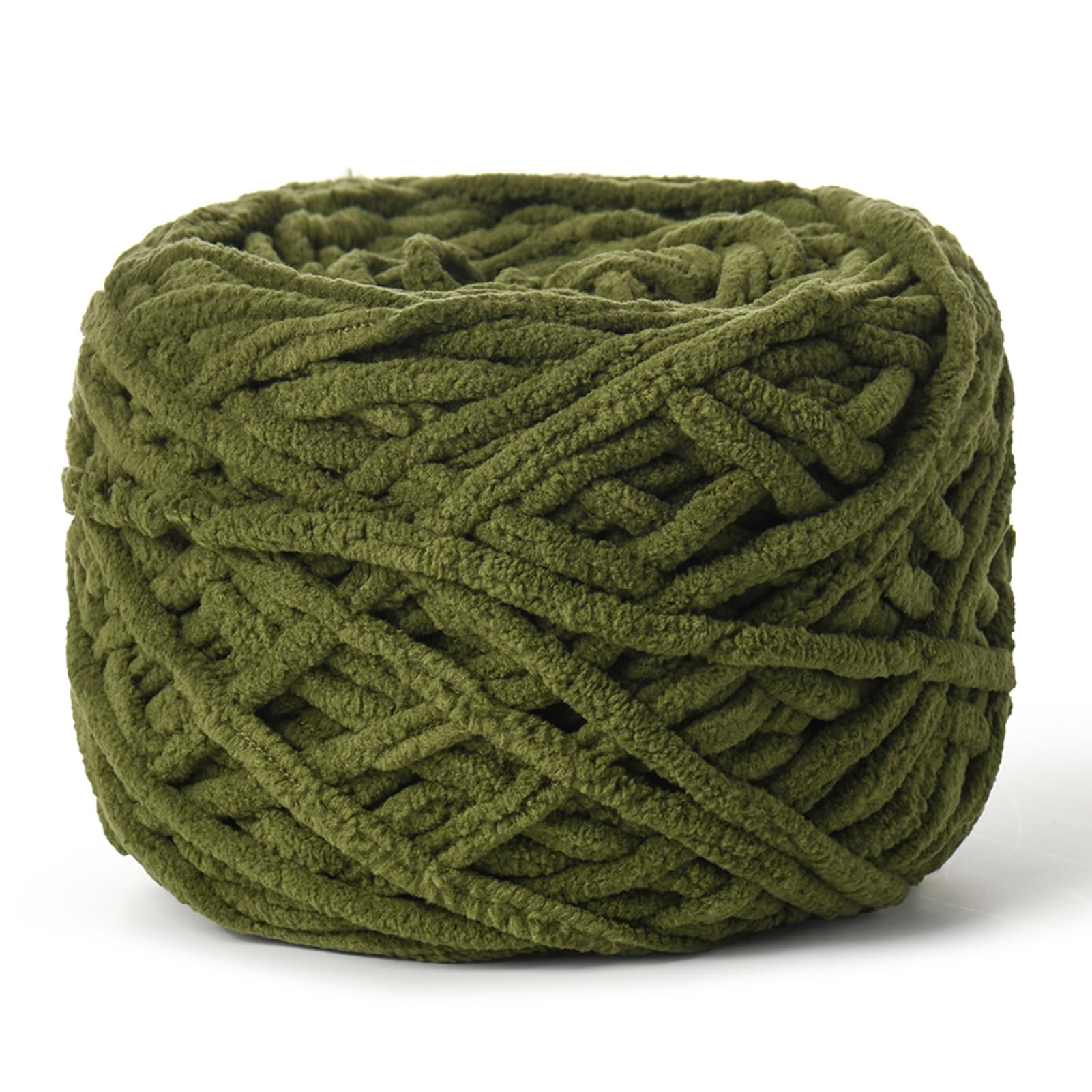 Fluffy Chenille Chunky Yarn for Crocheting 100g(65.6yd) - Baby Yarn for Crocheting Soft - Velvet Yarns for Crochet Blanket - Amigurumi Crochet Yarns (Army Green)