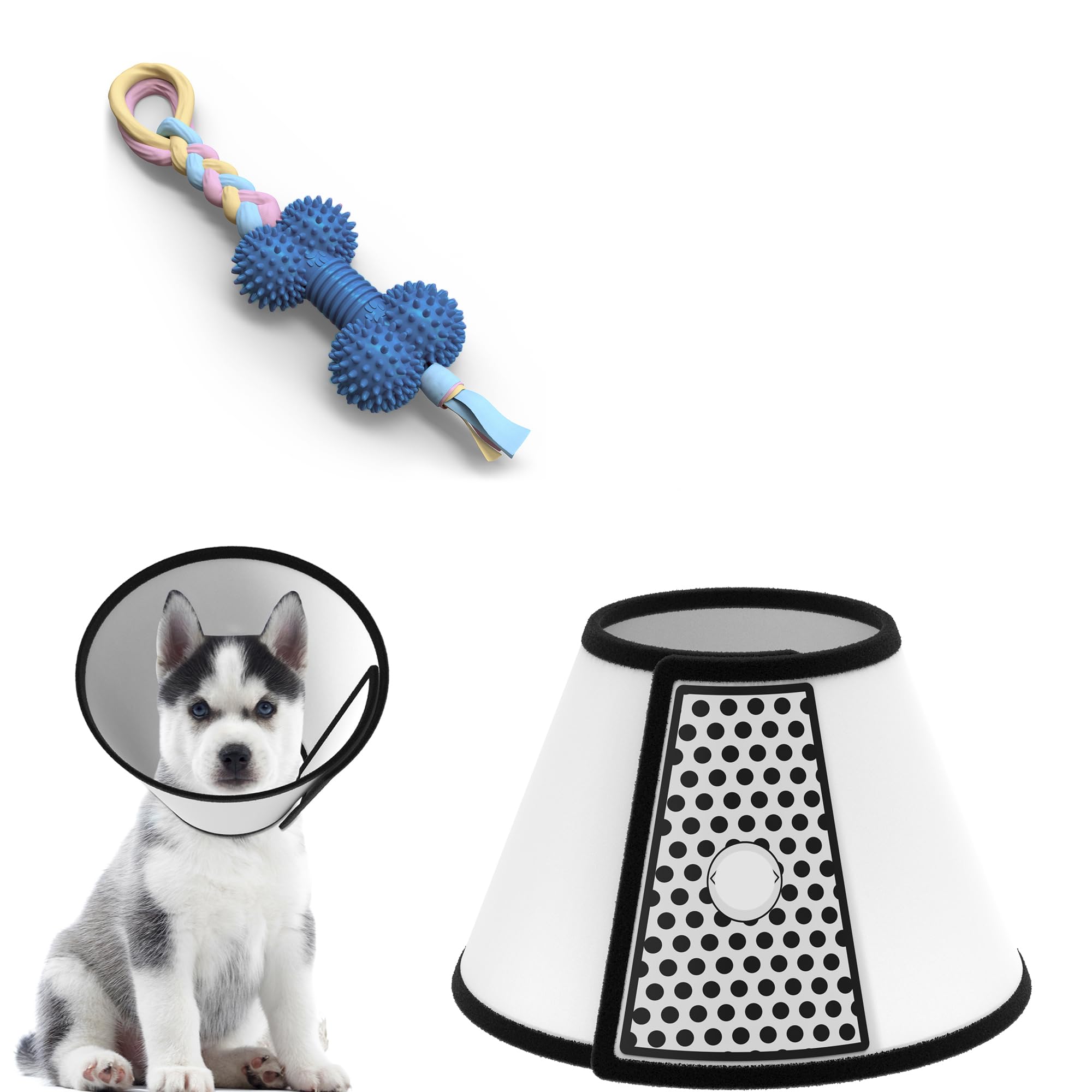 ZADE Collar Isabelino Perro con Juguete - Collar Isabelino Perro Grande y Pequeño Collarin Perros para no Rascarse - Campana para Perros - Collar Isabelino para Perros - Campana Perro(25-34cm)