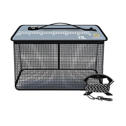 CALANDIS Fish Cage Fishing Bucket Portable Fishing Supplies Top Zipper Fishing Basket 17L | Nets | Fishing Equipment | Fishing
