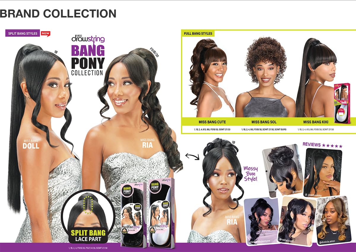 【Ri】ヘアメイク ピン バック Amazon.com : ZURY Royal Drawstring Ponytail Split Bang Lace Part