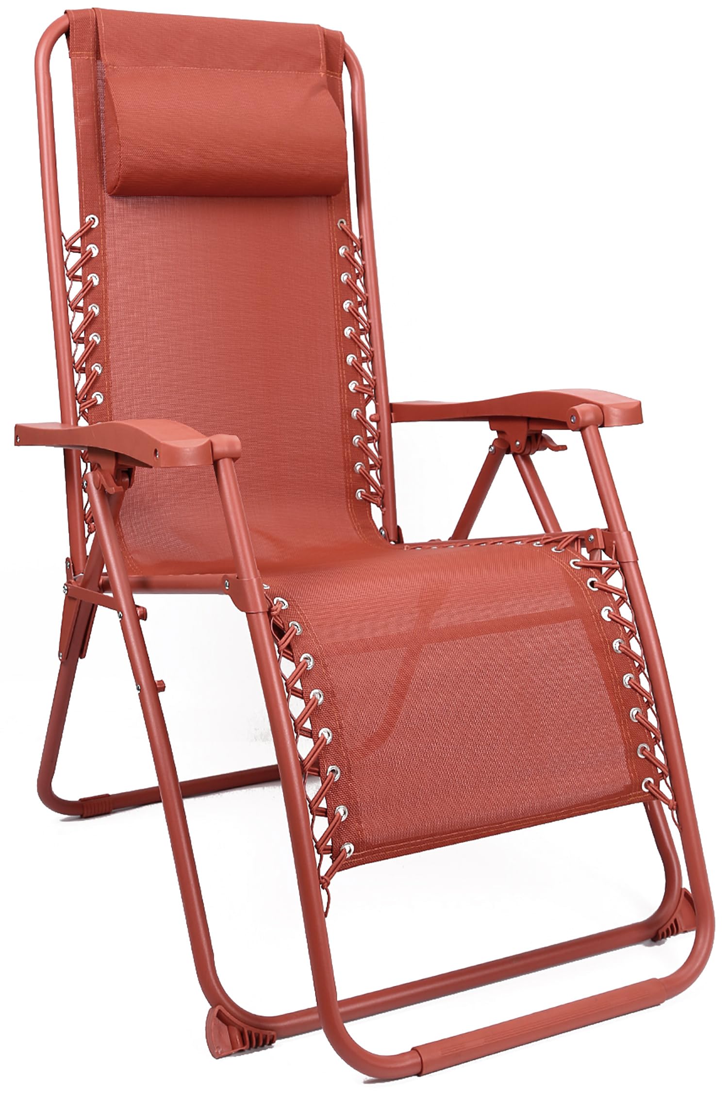 FUREINSTORE Tumbonas Plegables para Exterior -Diseño de Gravedad Cero para Jardín, Playa, Piscina y Terraza -Construcción en Acero Ligero y Reposacabezas Incluido (Naranja)