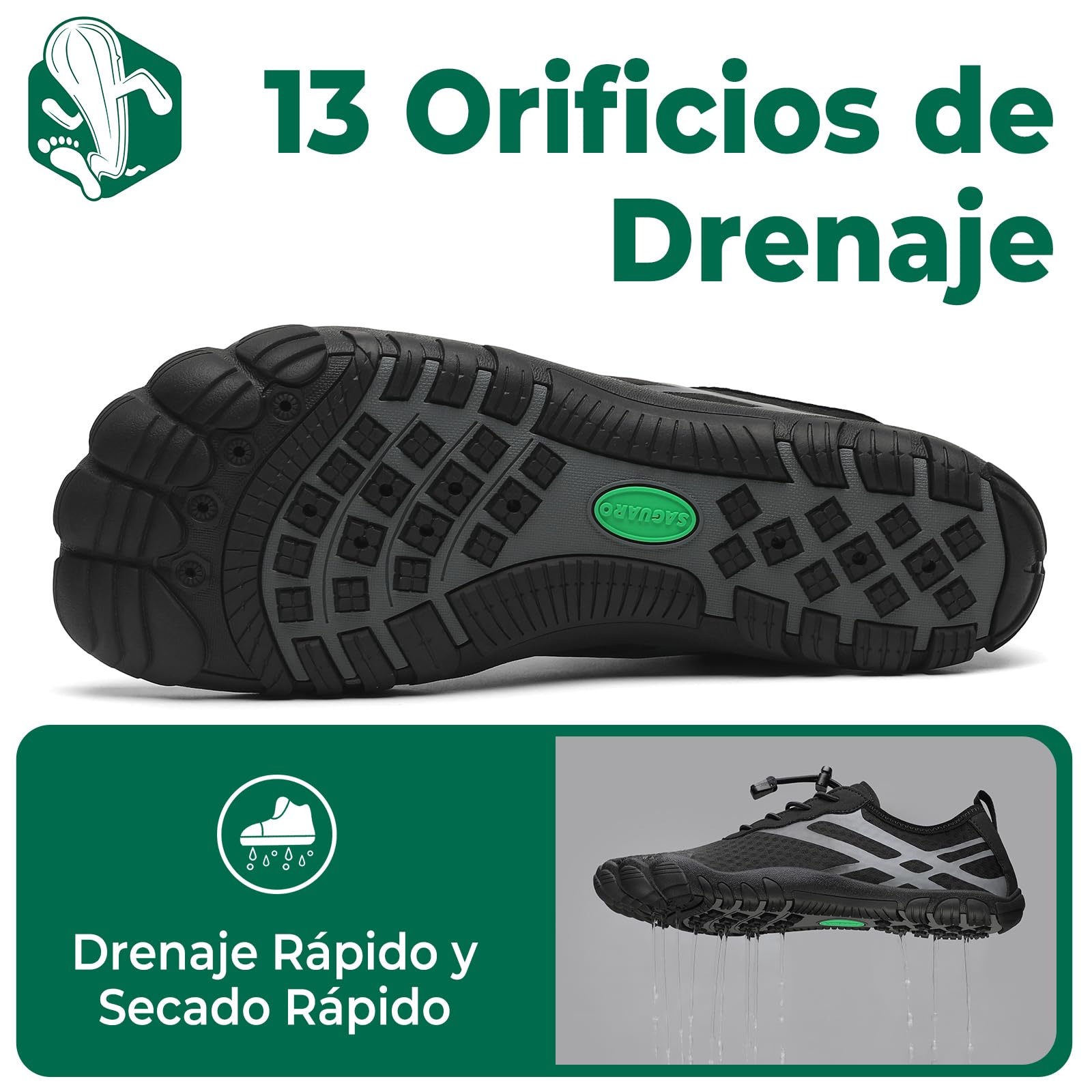 SAGUARO Escarpines Hombre Mujer Secado Rápido Barefoot Zapatillas de Agua Gr.36-48