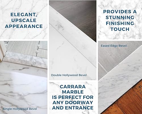 Miniatura 4 de Umbral de mármol de Carrara de Hollywood para transiciones de piso (mármol afilado, 4 "x 32")