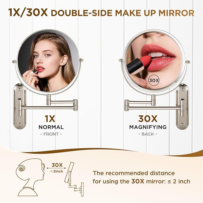 Espejo de Pared con Aumento 1X/30X Brazo Extensible 360° miniatura 4