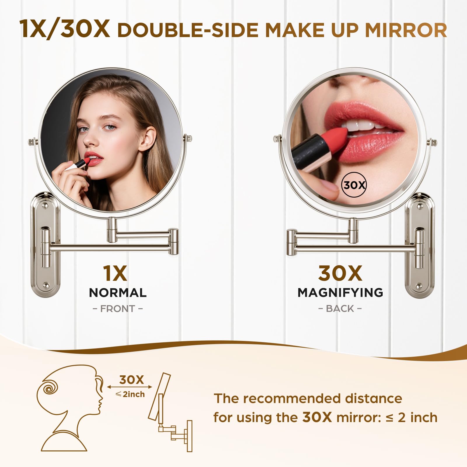 Wall Mounted Double-Sided Makeup Mirror