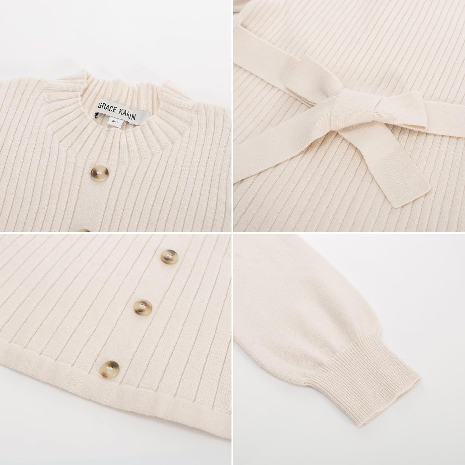 GRACE KARIN Girls Fall Sweater Dresses, Girl Long Sleeve Winter Dress, Kids Knit Casual Formal Dresses Size 6-14 - Image 6